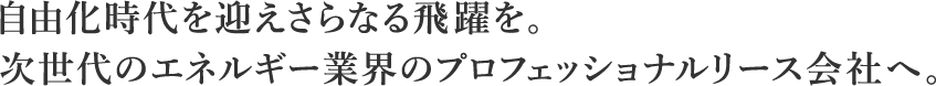 自由化時代を迎えさらなる飛躍を。次世代のエネルギー業界のプロフェッショナルリース会社へ。